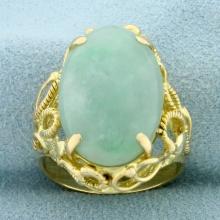 Jade Solitaire Ring In 14k Yellow Gold