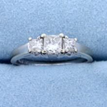 1ct Tw Three Stone Princess Cut Diamond Engagement Ring Or Anniversary Ring In 14k White Gold