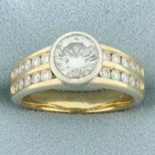 Over 2ct Diamond Bezel Set Engagement Ring In 14k Yellow Gold