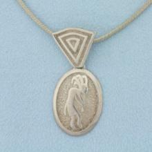 Kokopelli Pendant Necklace In Sterling Silver