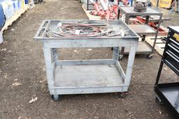 Fiberglass 25"x40" rolling shop cart, Assortment of PTO and throttle cables