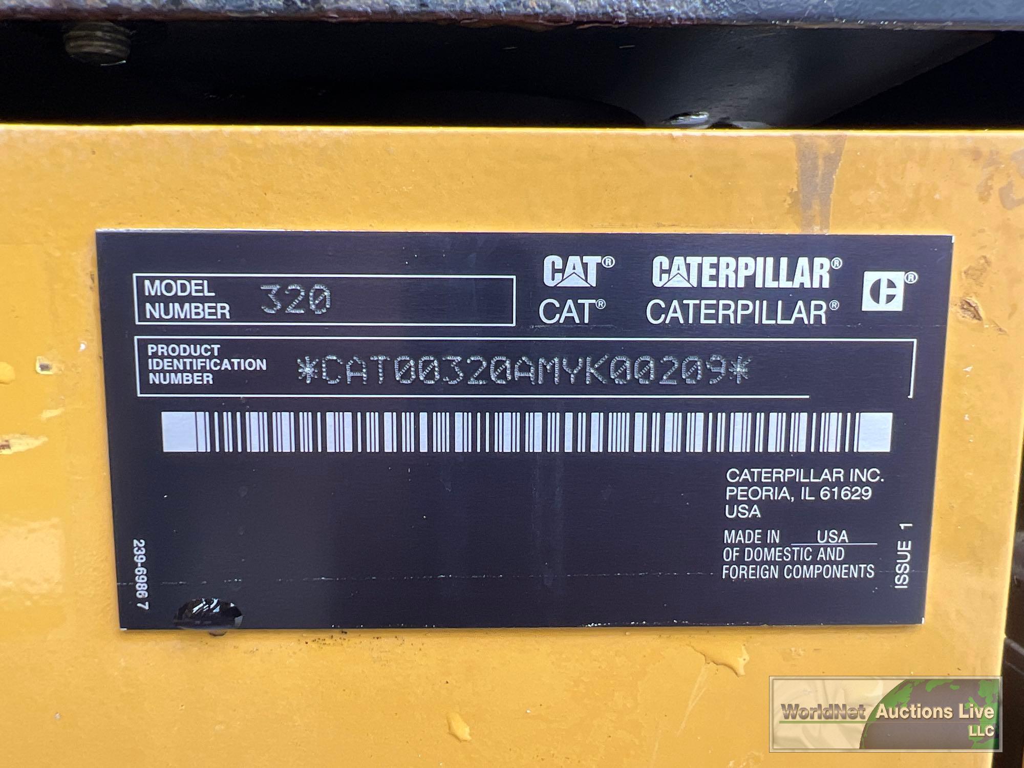 2020 CATERPILLAR 320 HYDRAULIC EXCAVATOR SN-CAT00320QMYK00209