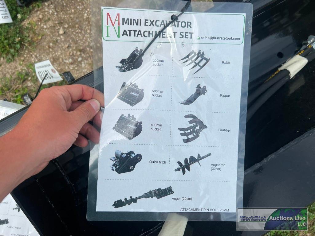 LOT OF UNUSED MIVA MINI-EXCAVATOR ATTACHMENTS