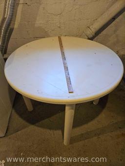 White Plastic Indoor/Outdoor Table, Approx 38" Diameter