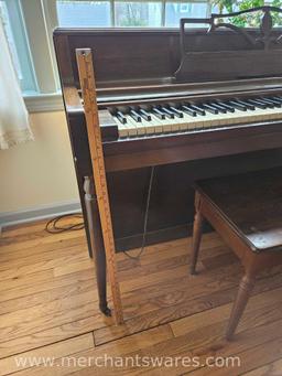 Wurlitzer Piano and Bench 58Wx38Hx24D