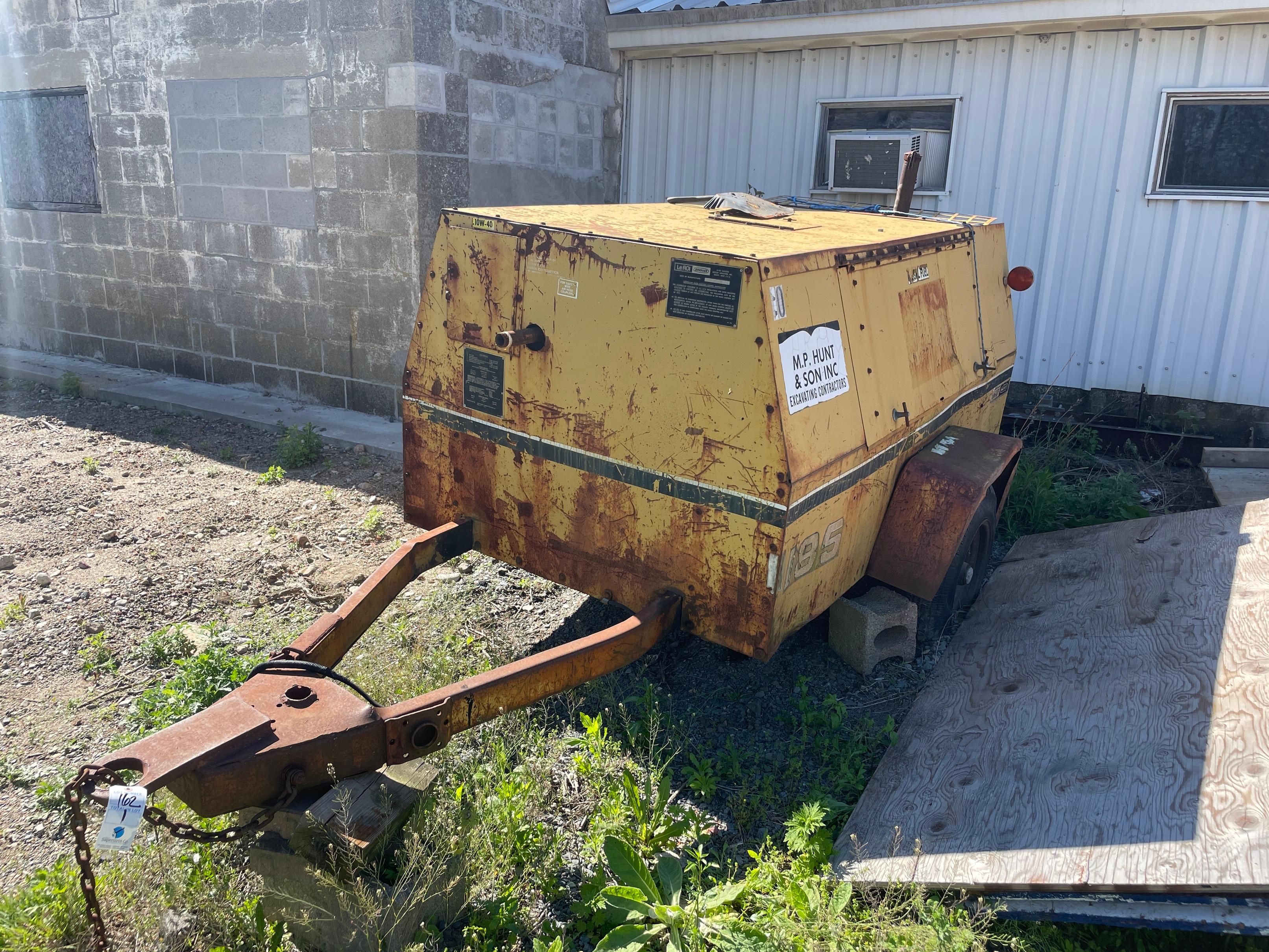 Single Axle Towable LeRoi Compressor, Diesel, w/Pintle Hitch (Not Running)