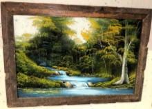 Beautiful Vintage Velvet Painting in wood Frame 20" x 14"