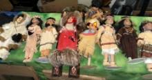 9 Native American Porcelain Dolls