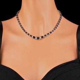 14k Gold 30.00ct Sapphire 1.25ct Diamond Necklace