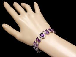 14k Gold 43ct Amethyst 0.60ct Diamond Bracelet