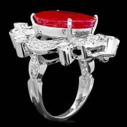 14k White Gold 13.50ct Ruby 1.15ct Diamond Ring