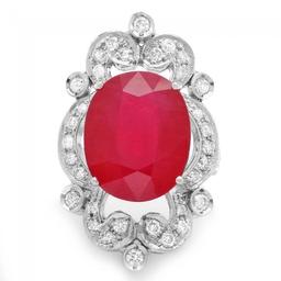 14k White Gold 13.50ct Ruby 1.15ct Diamond Ring