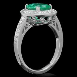 14k White Gold 2.00ct Emerald 0.50ct Diamond Ring