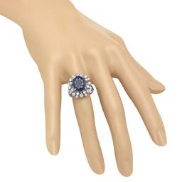 14K Gold 6.16ct Sapphire 1.00cts Diamond Ring