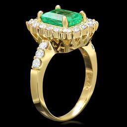 14k Gold 1.80ct Emerald 1.00ct Diamond Ring