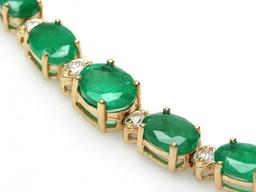 14k Gold 11ct Emerald .60ct Diamond Bracelet