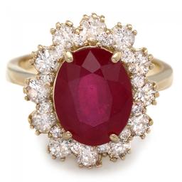 14k Yellow Gold 5.00ct Ruby 1.30ct Diamond Ring