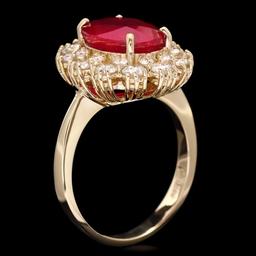 14k Yellow Gold 5.00ct Ruby 1.30ct Diamond Ring