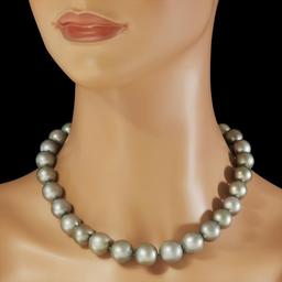 18K Gold Pearl 0.60ct Diamond Necklace