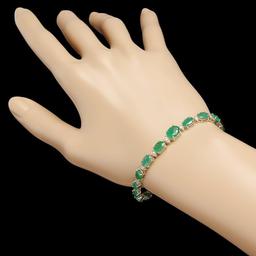 14k Gold 11.50ct Emerald 0.65ct Diamond Bracelet