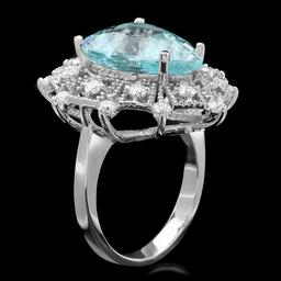 14k Gold 8.05ct Aquamarine 1.49ct Diamond Ring