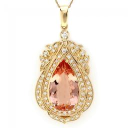 14k Solid 14ct Morganite 1.45ct Diamond Pendant