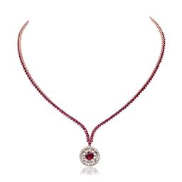 14K Rose Gold, 10.95cts Ruby & 1.27cts Diamond Necklace