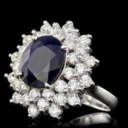 14k Gold 4.00ct Sapphire 2.00ct Diamond Ring