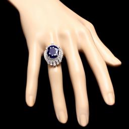 14k Gold 11.00ct Sapphire 2.00ct Diamond Ring