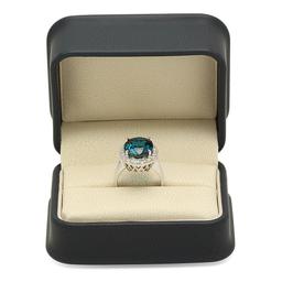 14K Gold 9.30ct Blue Topaz 0.80cts Diamond Ring