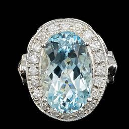 14k Gold 7.00ct Aquamarine 1.65ct Diamond Ring