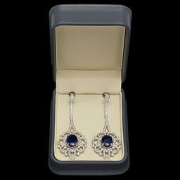 18K Gold 13.64ct Sapphire 4.08ct Diamond Earrings