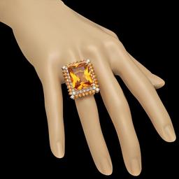 14K Gold 17.71ct Citrine 2.15ct Sapphire 1.95ct Diamond Ring