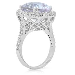 14K Gold 11.38ct Kunzite 1.05ct Diamond Ring