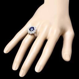 14k White Gold 2.50ct Sapphire 2ct Diamond Ring