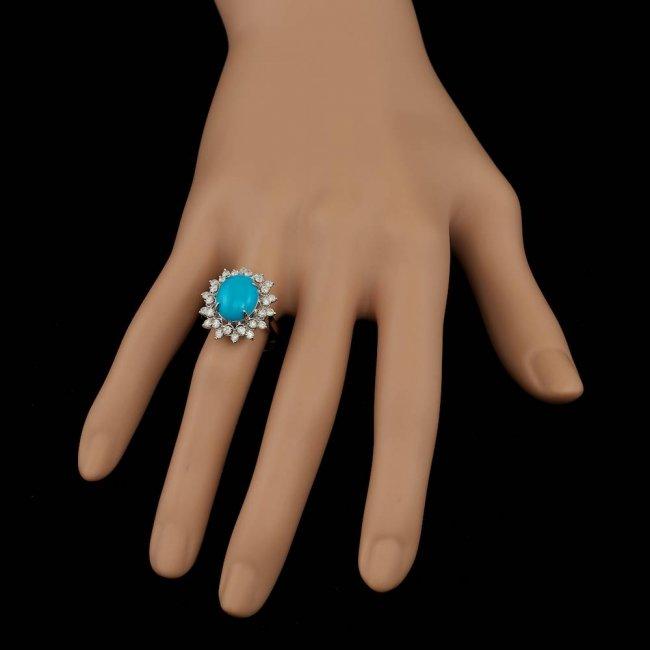 14k Gold 3.30ct Turquoise 0.75ct Diamond Ring