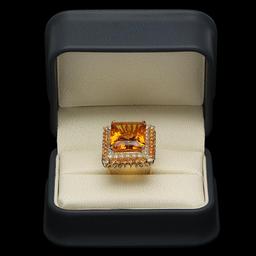 14K Gold 17.71ct Citrine 2.15ct Sapphire 1.95ct Diamond Ring