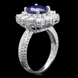 14k White Gold 2.50ct Sapphire 2ct Diamond Ring