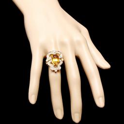 14k Yellow Gold 5.50ct Beryl 1.15ct Diamond Ring