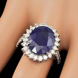 14k Gold 9.00ct Sapphire 1.15ct Diamond Ring