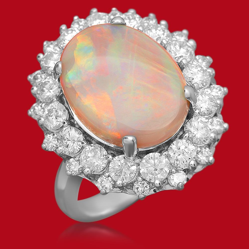 14K Gold 3.87ct Opal 1.80ct Diamond Ring