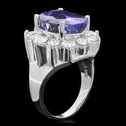 14k Gold 11.50ct Tanzanite 2.10ct Diamond Ring