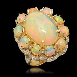 14k Yellow Gold 22.74ct Opal 1.46ct Diamond Ring