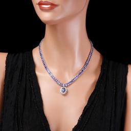 14k Gold 49ct Tanzanite 1.50ct Diamond Necklace