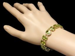 14k Gold 45ct Peridot 0.50ct Diamond Bracelet