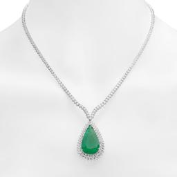 18K Gold 12.58ct Emerald 7.70ct Diamond Necklace