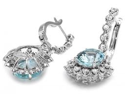 14k 5.50ct Aquamarine 1.70ct Diamond Earrings