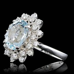 14k Gold 3.00ct Aquamarine 0.75ct Diamond Ring