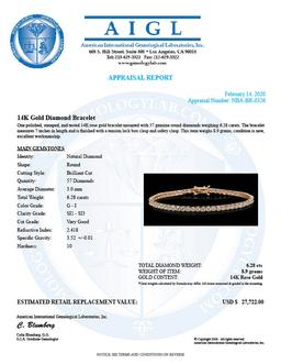 14K Gold 6.28ct Diamond Bracelet