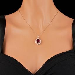 14k Rose Gold 6.50ct Ruby 0.90ct Diamond Pendant